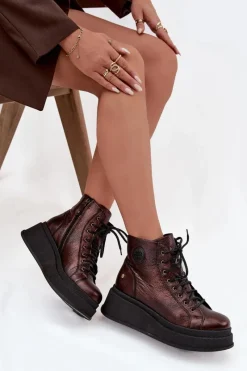 Botki Ocieplane|Botki Maciejka></noscript>Maciejka Skórzane Botki Na Masywnej Platformie 06309-32 Metaliczny Brąz Brązowy