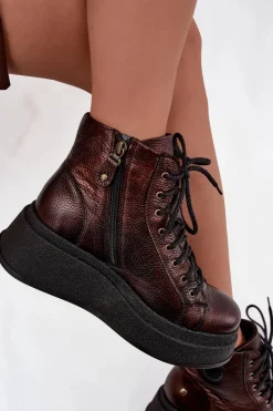 Botki Ocieplane|Botki Maciejka></noscript>Maciejka Skórzane Botki Na Masywnej Platformie 06309-32 Metaliczny Brąz Brązowy