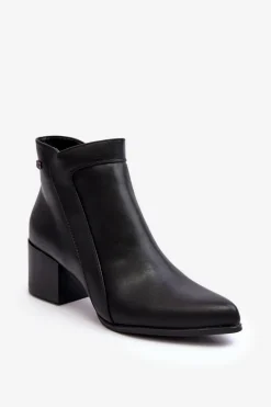 Discount Buty Sergio Leone Skórzane Botki Na Niskim Obcasie Czarne Cidi