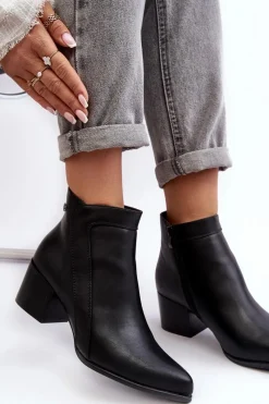 Discount Buty Sergio Leone Skórzane Botki Na Niskim Obcasie Czarne Cidi