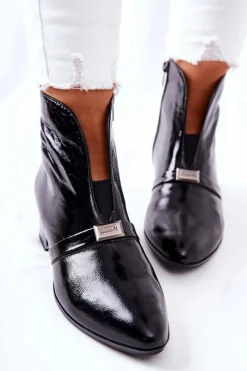 Czarne Botki|Botki Zimowe Damskie><noscript><img width=