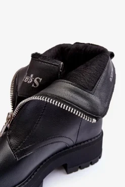 Outlet Skórzane Botki Na Płaskim Obcasie Z Suwakiem Czarne Vimal Damskie Czarne Botki|Brązowe I Beżowe Botki