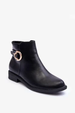 Clearance Skórzane Botki Na Płaskim Obcasie Czarne Meronei Damskie Brązowe I Beżowe Botki|Botki Płaskie