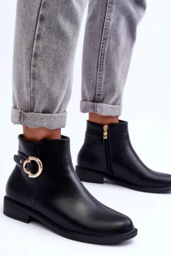 Clearance Skórzane Botki Na Płaskim Obcasie Czarne Meronei Damskie Brązowe I Beżowe Botki|Botki Płaskie