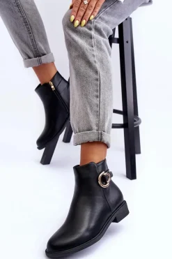 Clearance Skórzane Botki Na Płaskim Obcasie Czarne Meronei Damskie Brązowe I Beżowe Botki|Botki Płaskie