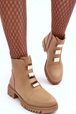 Botki Zimowe Damskie|Brązowe I Beżowe Botki><noscript><img width=