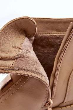 Botki Zimowe Damskie|Brązowe I Beżowe Botki><noscript><img width=