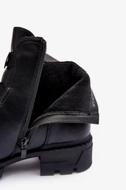 Czarne Botki|Botki Zimowe Damskie><noscript><img width=