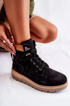 Czarne Botki|Botki Zimowe Damskie><noscript><img width=