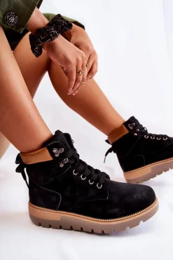 Czarne Botki|Botki Zimowe Damskie><noscript><img width=