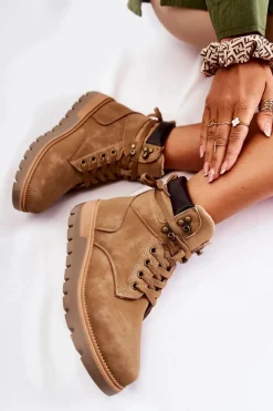 Best Boto Skórzane Botki Na Platformie Brązowe Ressa