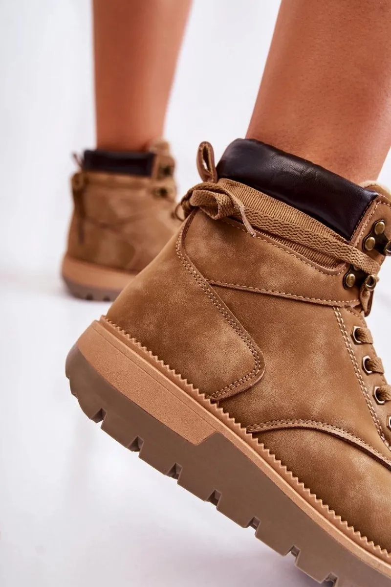 Best Boto Skórzane Botki Na Platformie Brązowe Ressa