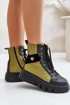 Hot Maciejka Skórzane Botki Na Platformie 06751-01 Czarne