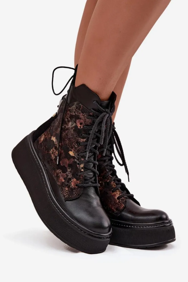 Botki Ocieplane|Botki Maciejka>Maciejka Skórzane Botki Na Platformie 07086-01 Czarne