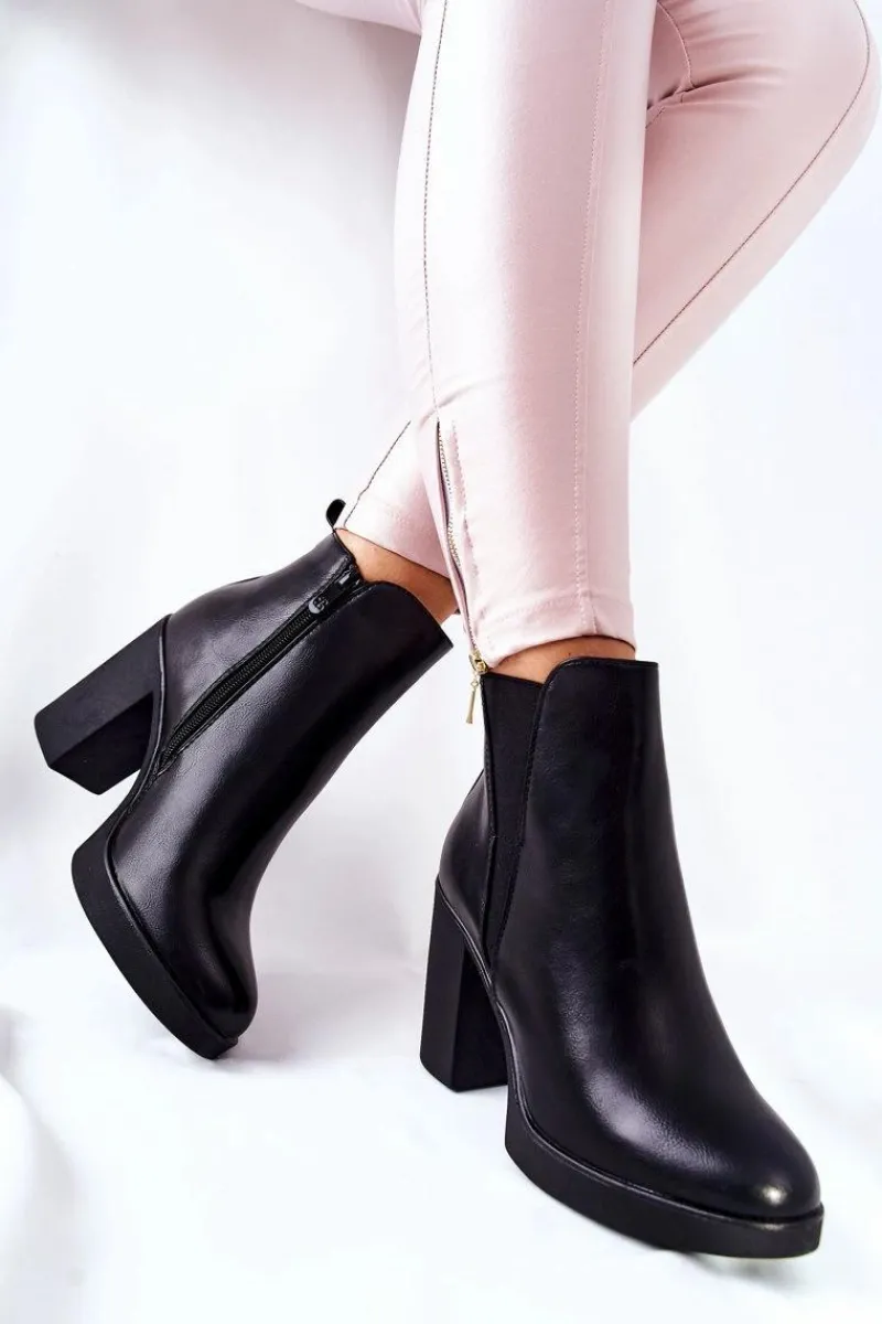 Botki Na Słupku|Czarne Botki>Boto Skórzane Botki Na Słupku Czarne Linari