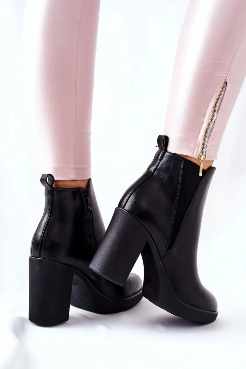 Botki Na Słupku|Czarne Botki>Boto Skórzane Botki Na Słupku Czarne Linari