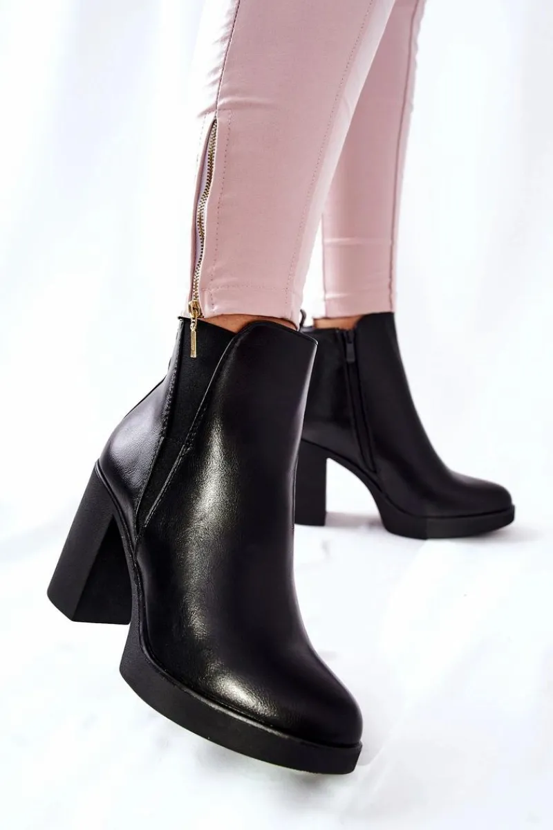 Botki Na Słupku|Czarne Botki>Boto Skórzane Botki Na Słupku Czarne Linari