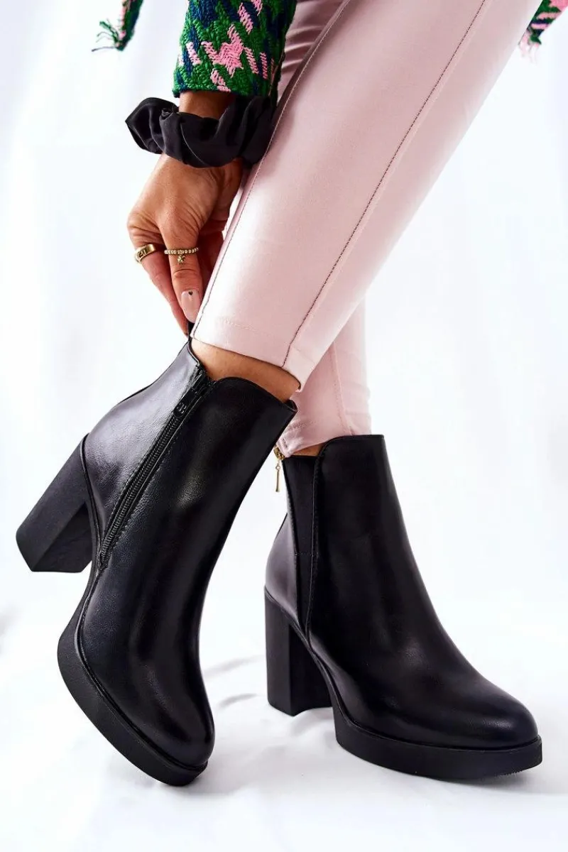 Botki Na Słupku|Czarne Botki>Boto Skórzane Botki Na Słupku Czarne Linari