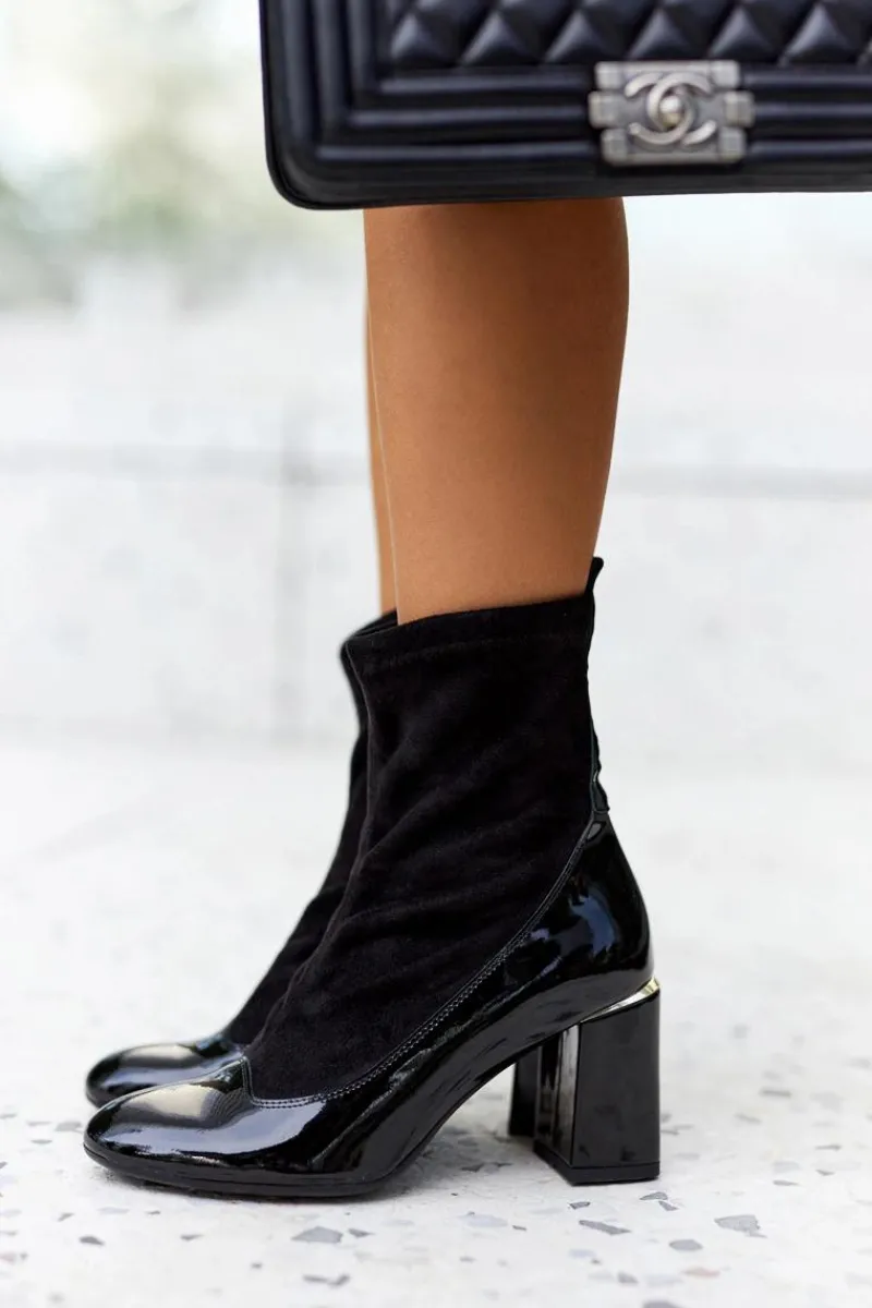 Botki Na Słupku|Czarne Botki>Laura Messi Skórzane Botki Na Słupku Czarne 2262