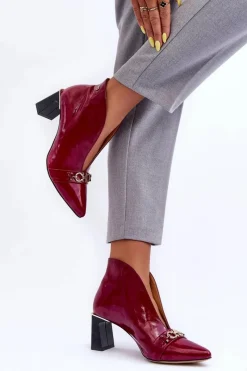 Discount Skórzane Botki Na Słupku 05262-15 Fuksja Damskie Botki Skórzane|Botki Na Słupku