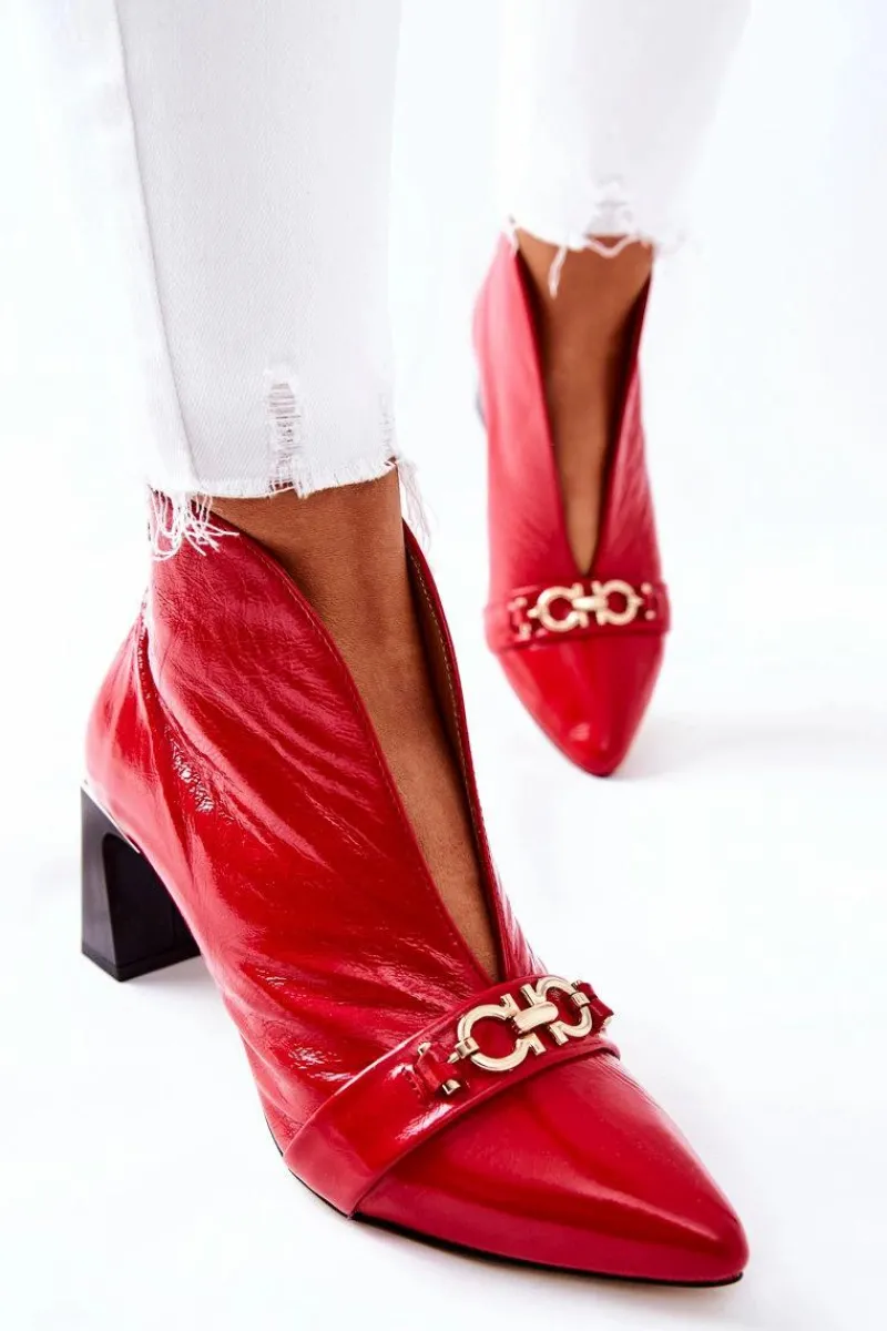 Botki Maciejka|Botki Skórzane>Maciejka Skórzane Botki Na Słupku Czerwone 05262-08