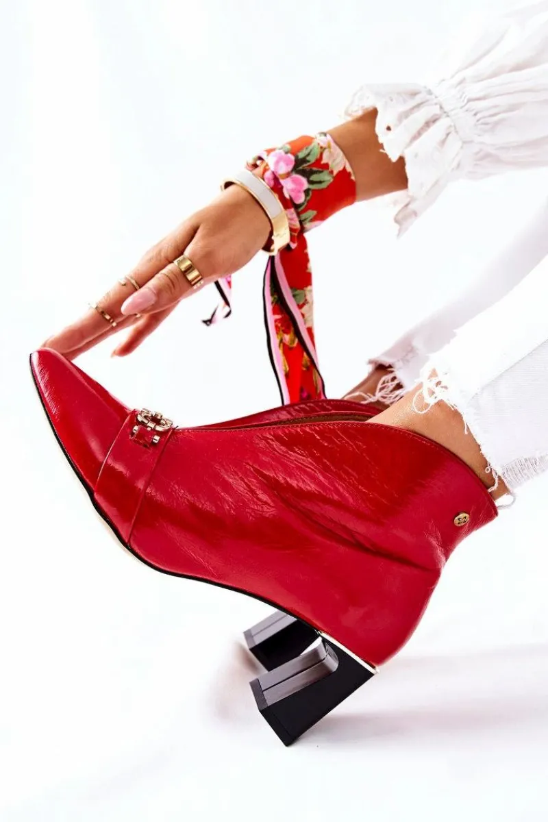 Botki Maciejka|Botki Skórzane>Maciejka Skórzane Botki Na Słupku Czerwone 05262-08