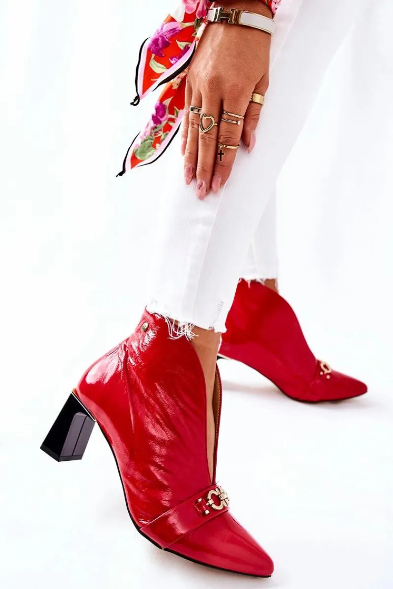 Botki Maciejka|Botki Skórzane>Maciejka Skórzane Botki Na Słupku Czerwone 05262-08