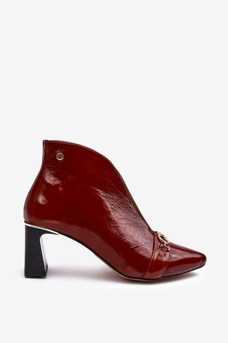 Best Maciejka Skórzane Botki Na Słupku 05262-02 Brązowe Brązowy