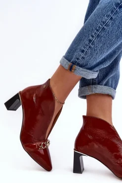 Best Maciejka Skórzane Botki Na Słupku 05262-02 Brązowe Brązowy