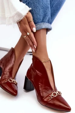 Best Maciejka Skórzane Botki Na Słupku 05262-02 Brązowe Brązowy