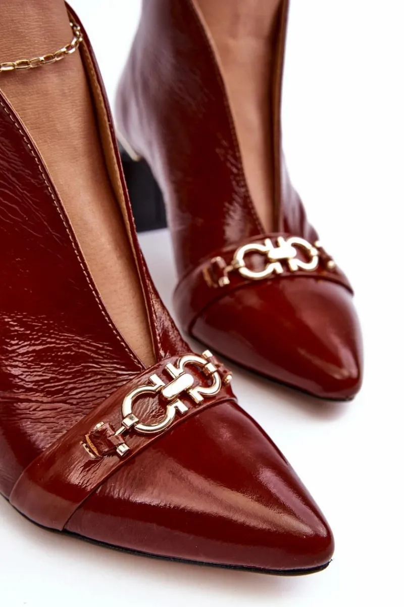 Best Maciejka Skórzane Botki Na Słupku 05262-02 Brązowe Brązowy