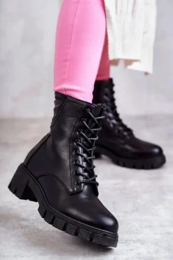 Buty damskie Vinceza Skórzane Botki Na Suwak Czarne Tonje