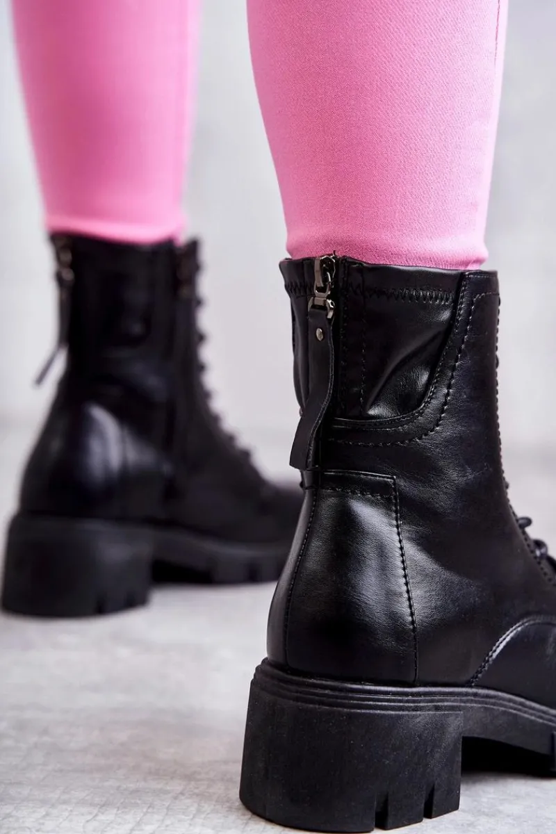 Buty damskie Vinceza Skórzane Botki Na Suwak Czarne Tonje