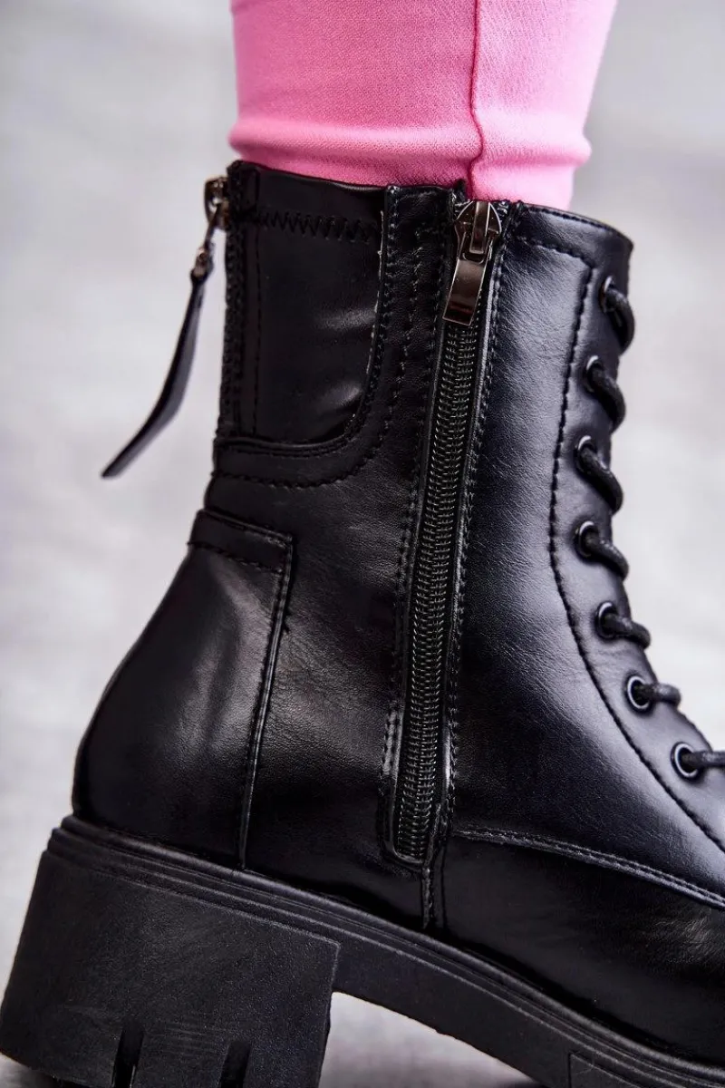 Buty damskie Vinceza Skórzane Botki Na Suwak Czarne Tonje