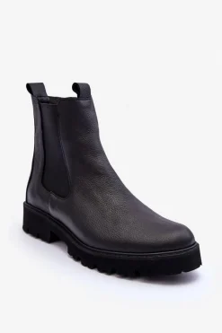Botki Skórzane|Czarne Botki>Boto Skórzane Botki Sztyblety Czarne Nicole 2672