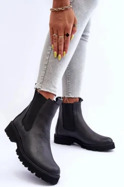 Botki Skórzane|Czarne Botki>Boto Skórzane Botki Sztyblety Czarne Nicole 2672