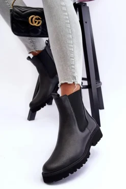 Botki Skórzane|Czarne Botki><noscript><img width=