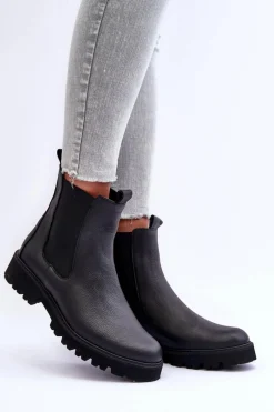 Botki Skórzane|Czarne Botki><noscript><img width=