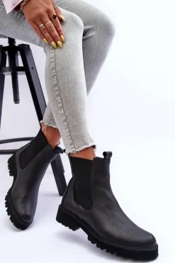 Botki Skórzane|Czarne Botki><noscript><img width=