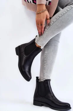 Czarne Botki|Botki Zimowe Damskie>Boto Skórzane Botki Sztyblety Czarne Astate