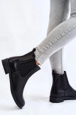 Czarne Botki|Botki Zimowe Damskie><noscript><img width=