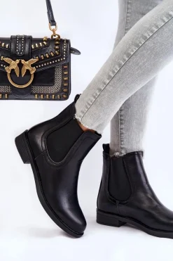 Czarne Botki|Botki Zimowe Damskie><noscript><img width=