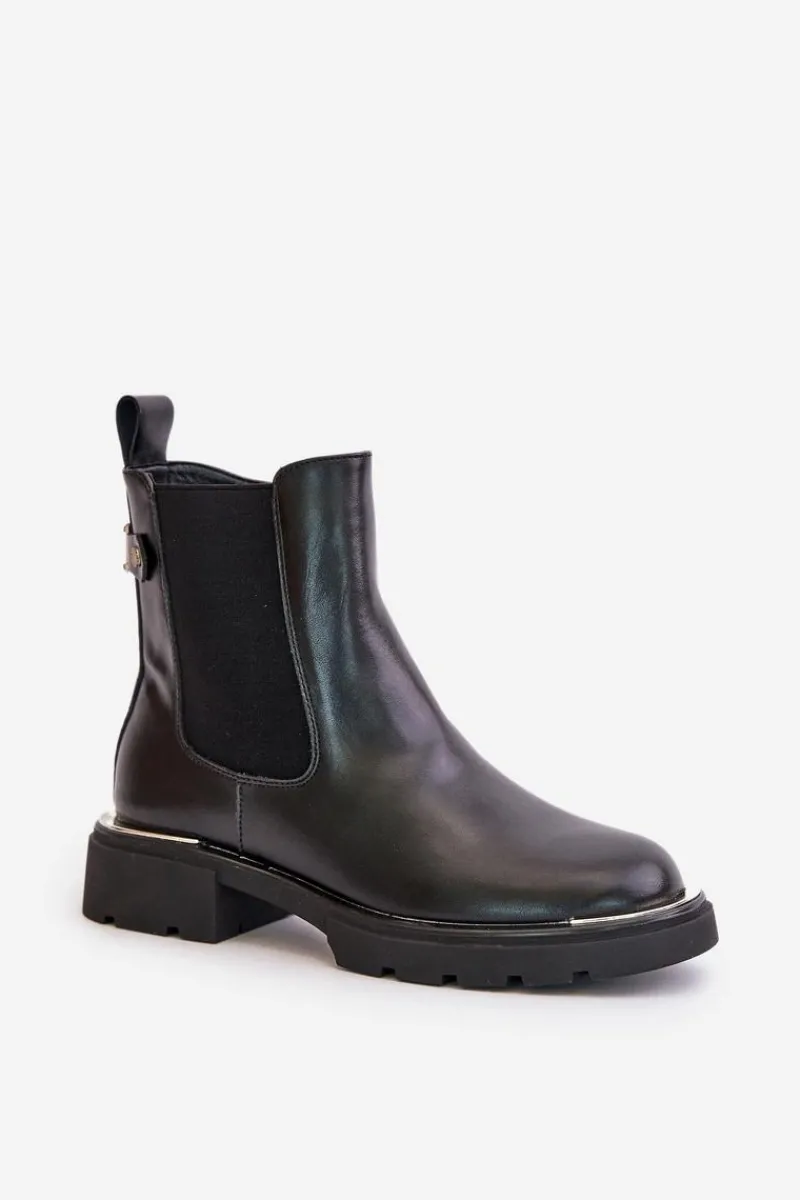 Botki Ocieplane|Czarne Botki>GOE Skórzane Botki Sztyblety Na Zamek OO2N4147-E2 Czarne