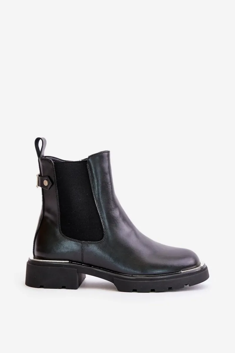 Botki Ocieplane|Czarne Botki>GOE Skórzane Botki Sztyblety Na Zamek OO2N4147-E2 Czarne