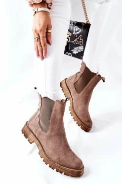 Best Skórzane Botki Sztyblety Nicole Brązowe Brace Damskie Botki Zimowe Damskie|Brązowe I Beżowe Botki