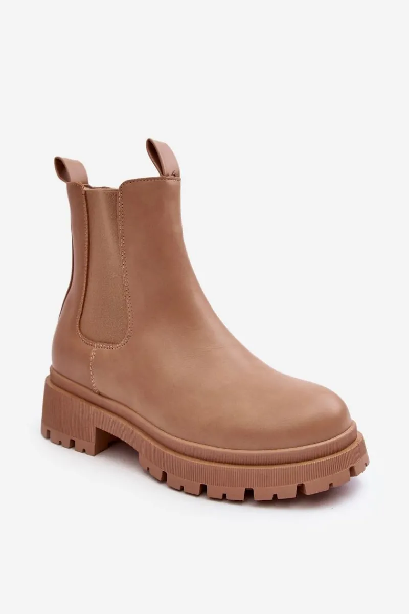 Brązowe I Beżowe Botki|Botki Płaskie>Boto Skórzane Botki Sztyblety Na Suwak Ciemnobeżowe Pitrese