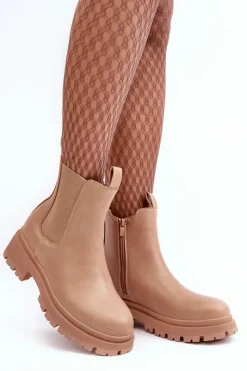 Brązowe I Beżowe Botki|Botki Płaskie><noscript><img width=