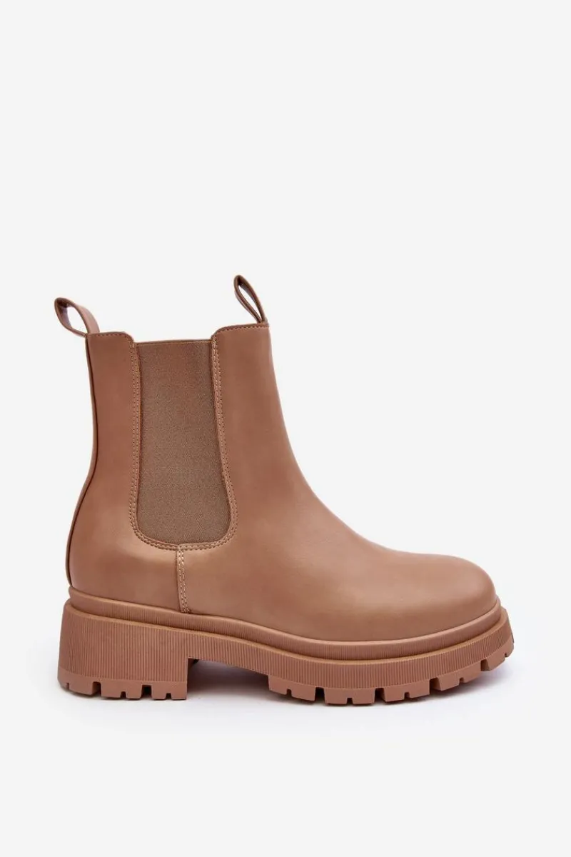 Brązowe I Beżowe Botki|Botki Płaskie>Boto Skórzane Botki Sztyblety Na Suwak Ciemnobeżowe Pitrese