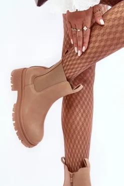 Brązowe I Beżowe Botki|Botki Płaskie><noscript><img width=