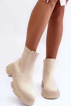 Brązowe I Beżowe Botki|Botki Płaskie><noscript><img width=